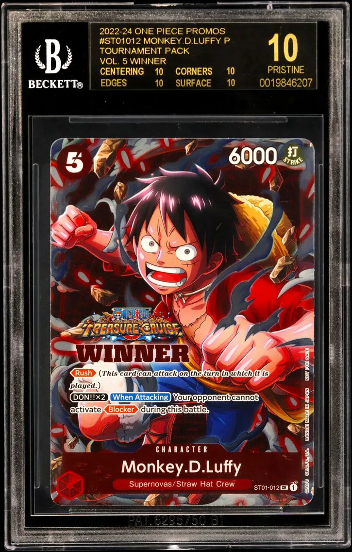 2022 #ST01012 Monkey.D.Luffy P/(Tournament Pack Vol. 5 Winner) BGS 10 One Piece Card Game Promos