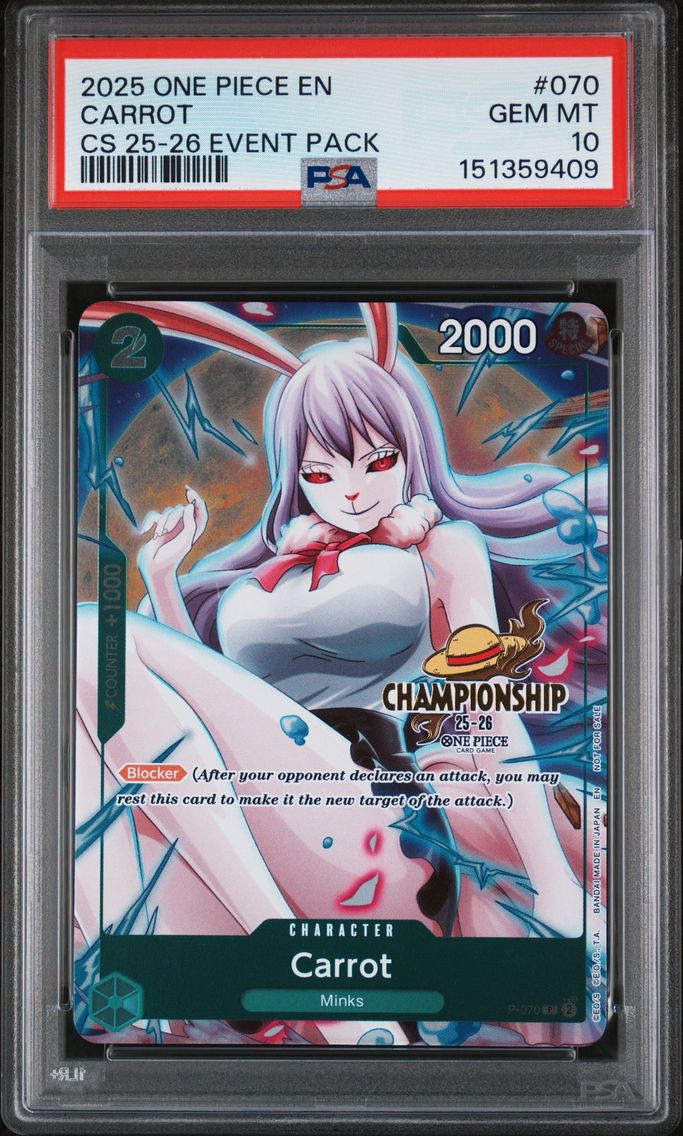 2025 #070 Carrot PSA 10 One Piece Championship 2025-26 Event Pack