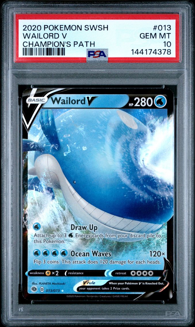 2020 #013 Wailord V PSA 10 Sword & Shield Champion's Path Pokemon