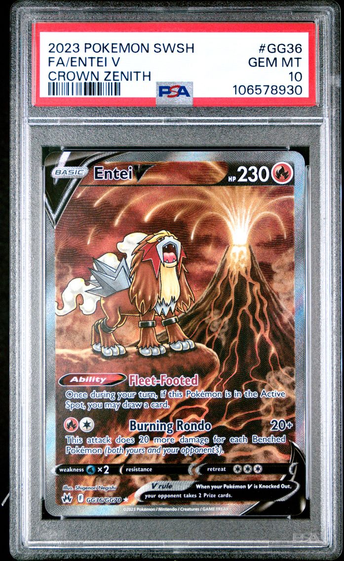 2023 #GG36 FULL ART/ENTEI V PSA 10 POKEMON SWORD AND SHIELD CROWN ZENITH