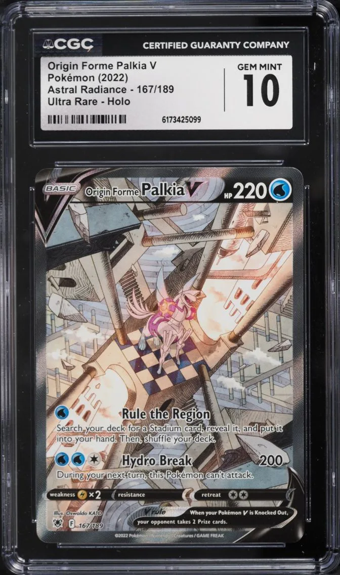 2022 Pokemon Sword & Shield Astral Radiance Alt Art Origin Forme Palkia V #167 CGC 10 GEM MINT