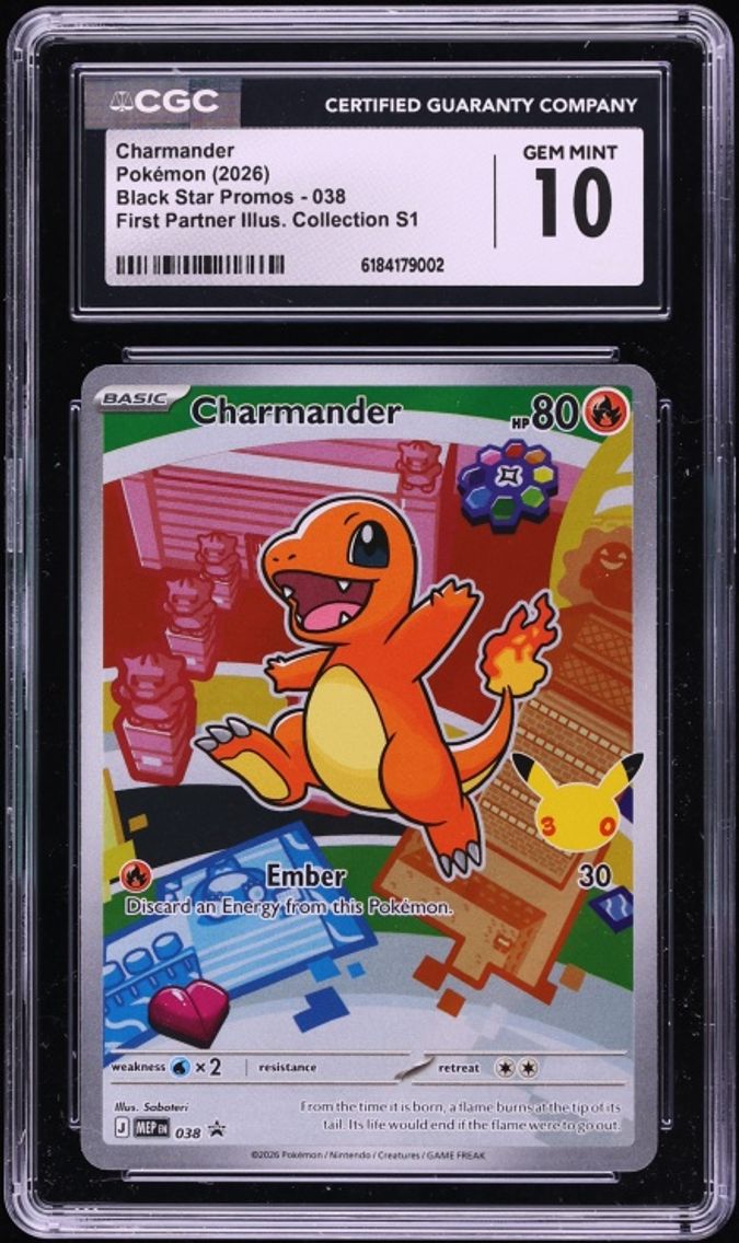 2026 Pokemon Mega Promo First Partner Illustration S1 Full Art Charmander #38 CGC 10 GEM MINT
