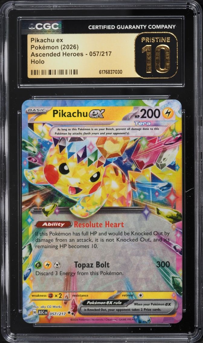 2026 Pokemon Mega Evolution Ascended Heroes Holo Pikachu Ex #57 CGC 10 PRISTINE