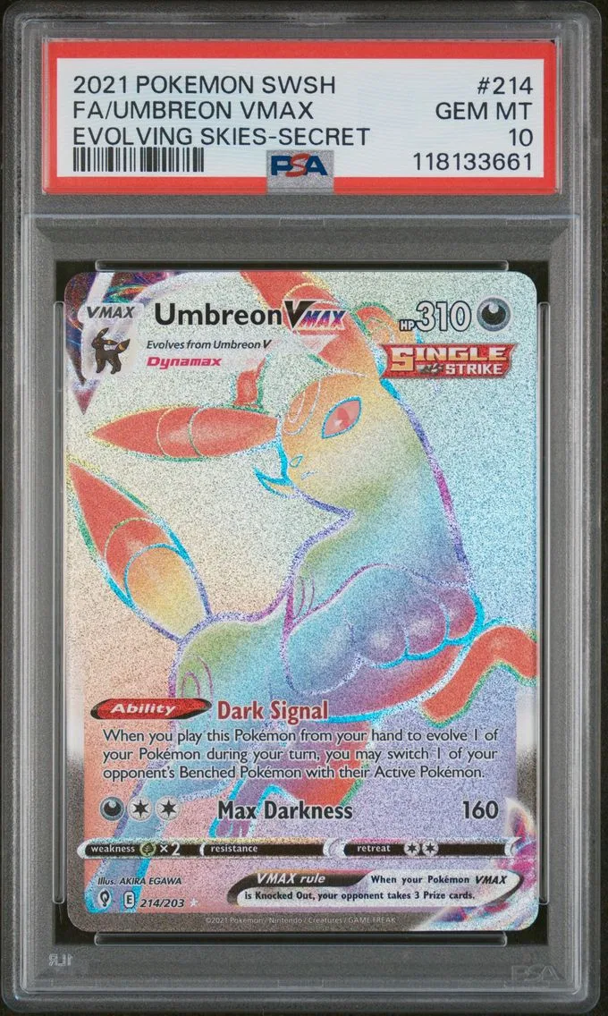 2021 #214 Full Art/Umbreon Vmax PSA 10 Sword & Shield Evolving Skies Pokemon