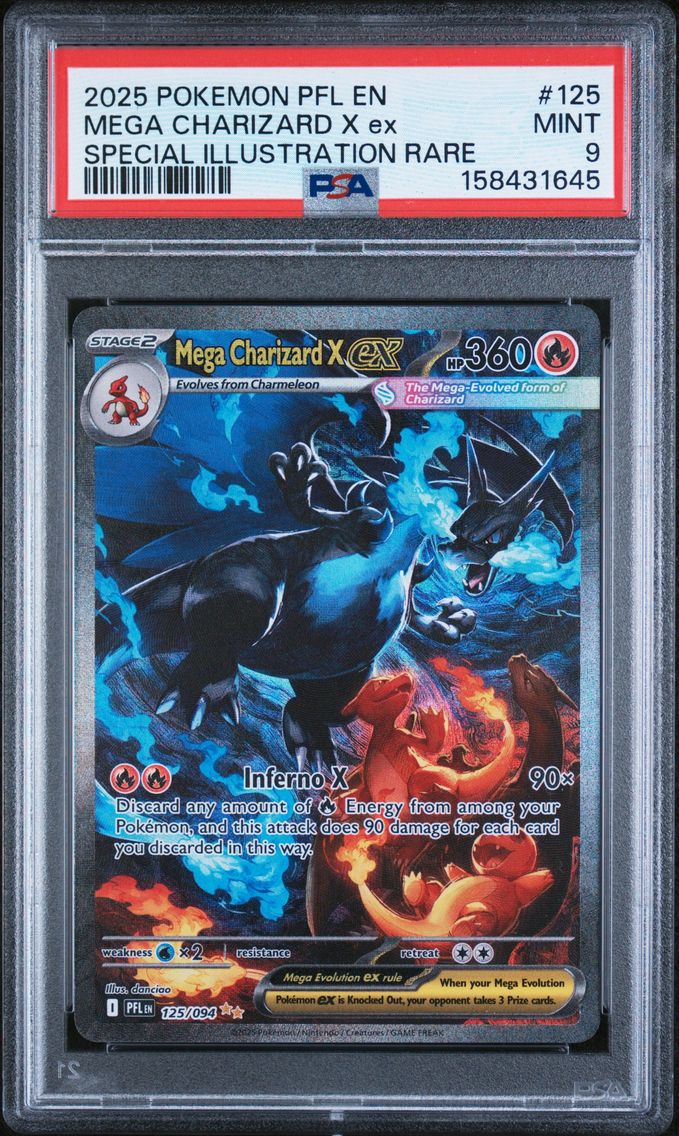 2025 #125 Mega Charizard X EX PSA 9 Pfl EN-Phantasmal Flames