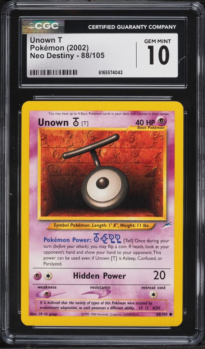 2002 Pokemon Neo Destiny Unown T #88 CGC 10 GEM MINT