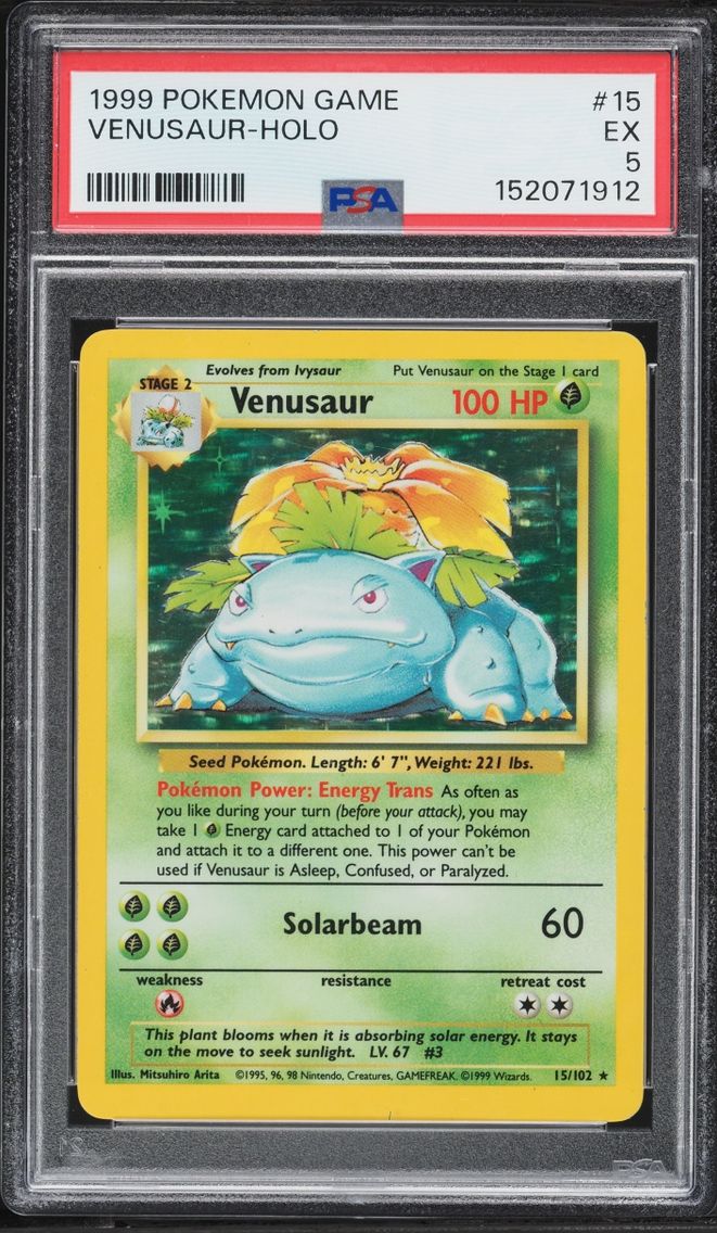 1999 Pokemon Base Set Holo Venusaur #15 PSA 5 EX