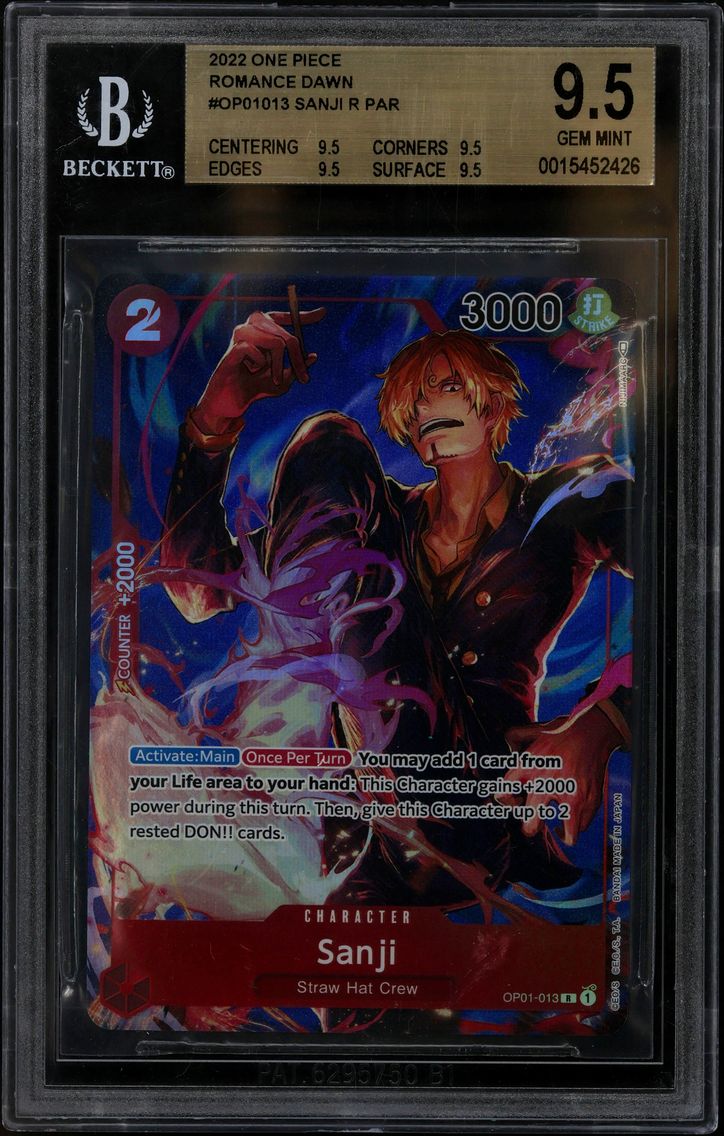 2022 #OP01013 Sanji ALT ART R BGS 9.5 One Piece Card Game Romance Dawn