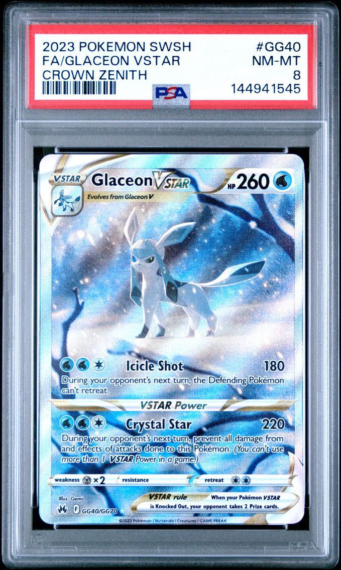 2023 #GG40 Full Art/Glaceon Vstar PSA 8 Sword and Shield Crown Zenith Pokemon