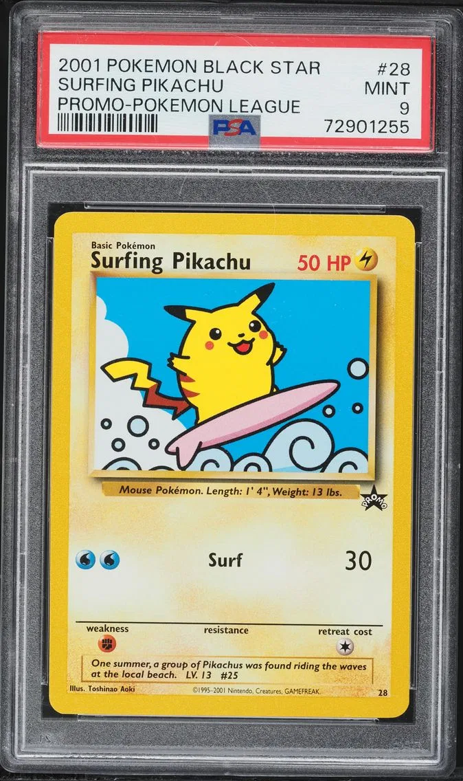 2001 #28 Surfing Pikachu PSA 9 Promo Black Star Pokemon