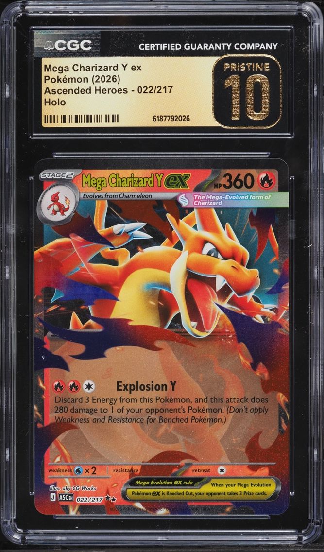 2026 #22 Mega Charizard Y EX CGC 10 Pokemon Mega Evolution Ascended Heroes Holo