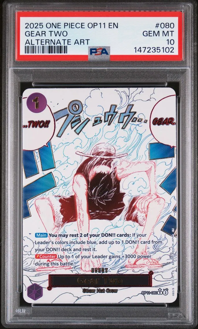 2025 #080 Gear Two Alternate Art PSA 10 OP11-A Fist of Divine Speed One Piece