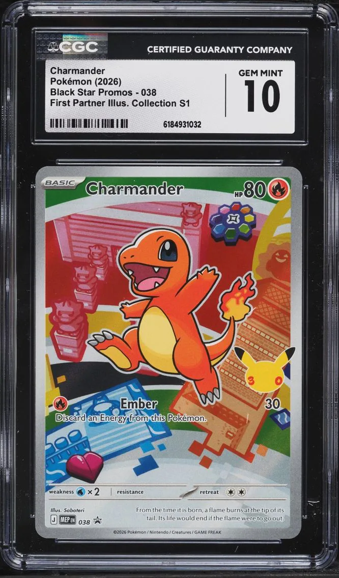 2026 Pokemon Mega Promo First Partner Illustration S1 Full Art Charmander #38 CGC 10 GEM MINT