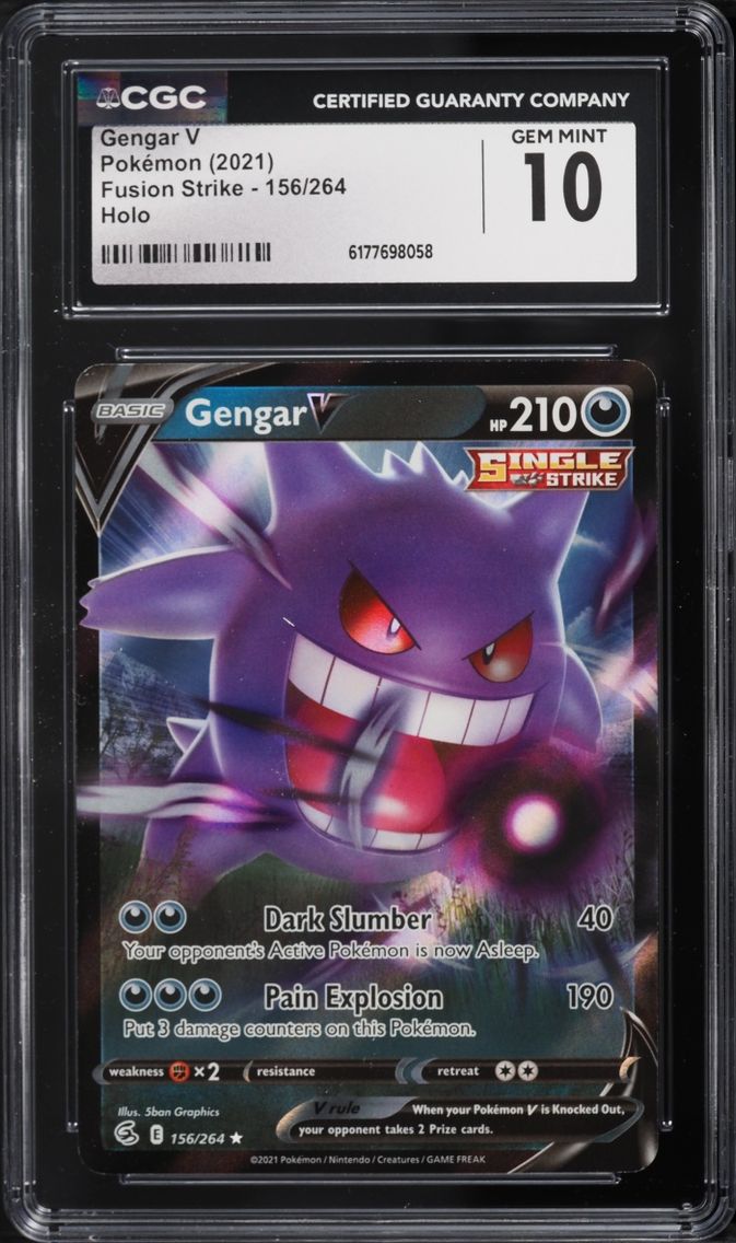 2021 Pokemon Sword & Shield Fusion Strike Holo Gengar V #156 CGC 10 GEM MINT