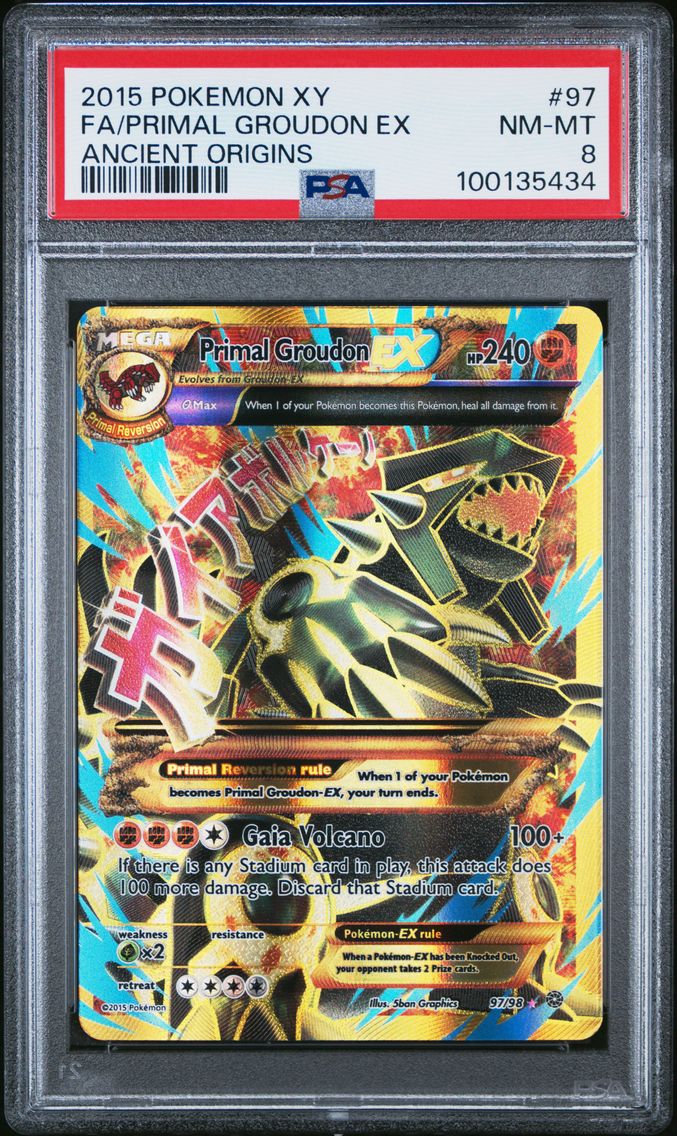 2015 #97 Full Art/Primal Groudon EX PSA 8 XY Ancient Origins Pokemon