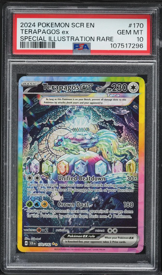 2024 #170 Terapagos EX PSA 10 Scr EN-Stellar Crown Pokemon