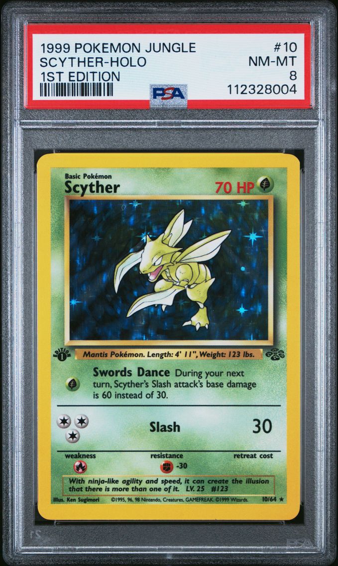1999 #10 Scyther-Holo 1st Edition PSA 8 Jungle