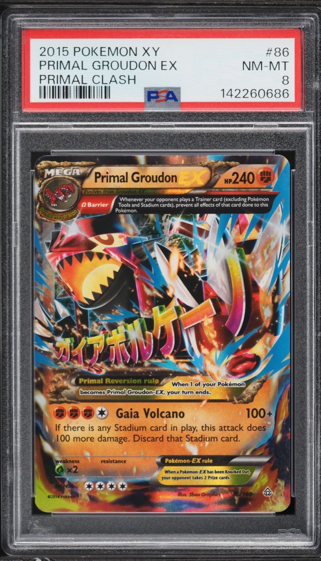 2015 Pokemon XY Primal Clash Primal Groudon EX #86 PSA 8 NM-MT