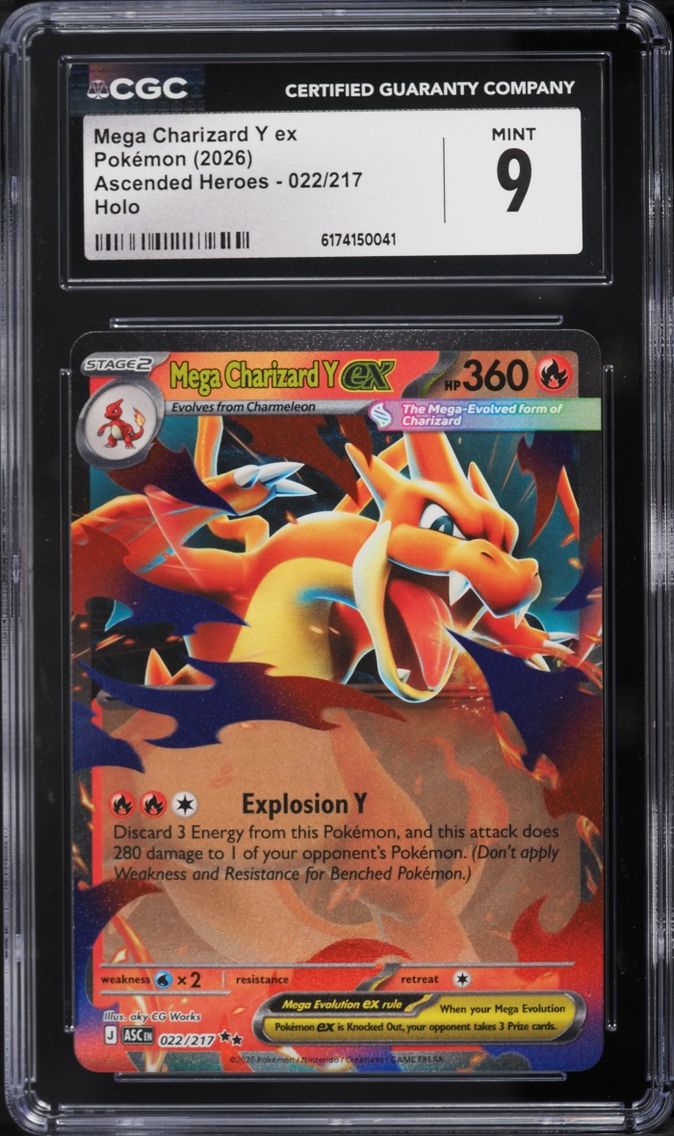 2026 Pokemon Mega Evolution Ascended Heroes Holo Mega Charizard Y ex #22 CGC 9 MINT