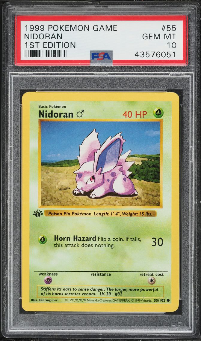 1999 #55 Nidoran 1st Edition PSA 10 Game Pokemon