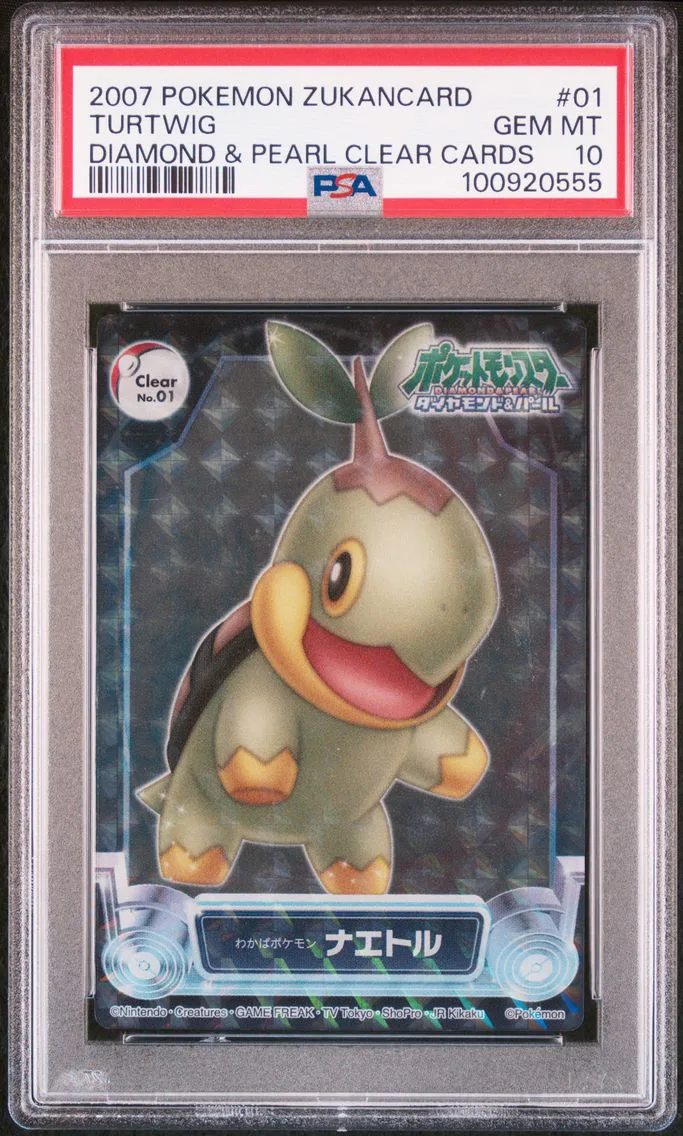 2007 #01 TURTWIG PSA 10 CARDDASS POKEMON DIAMOND & PEARL ZUKANCARD CLEAR CARDS