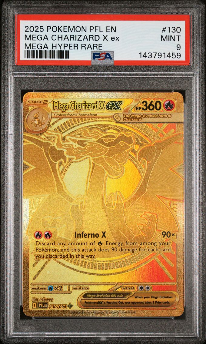 2025 #130 Mega Charizard X EX PSA 9 Pfl EN-Phantasmal Flames