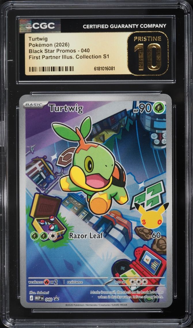 2026 Pokemon Mega Promo First Partner Illustration Full Art Turtwig #40 CGC 10 PRISTINE