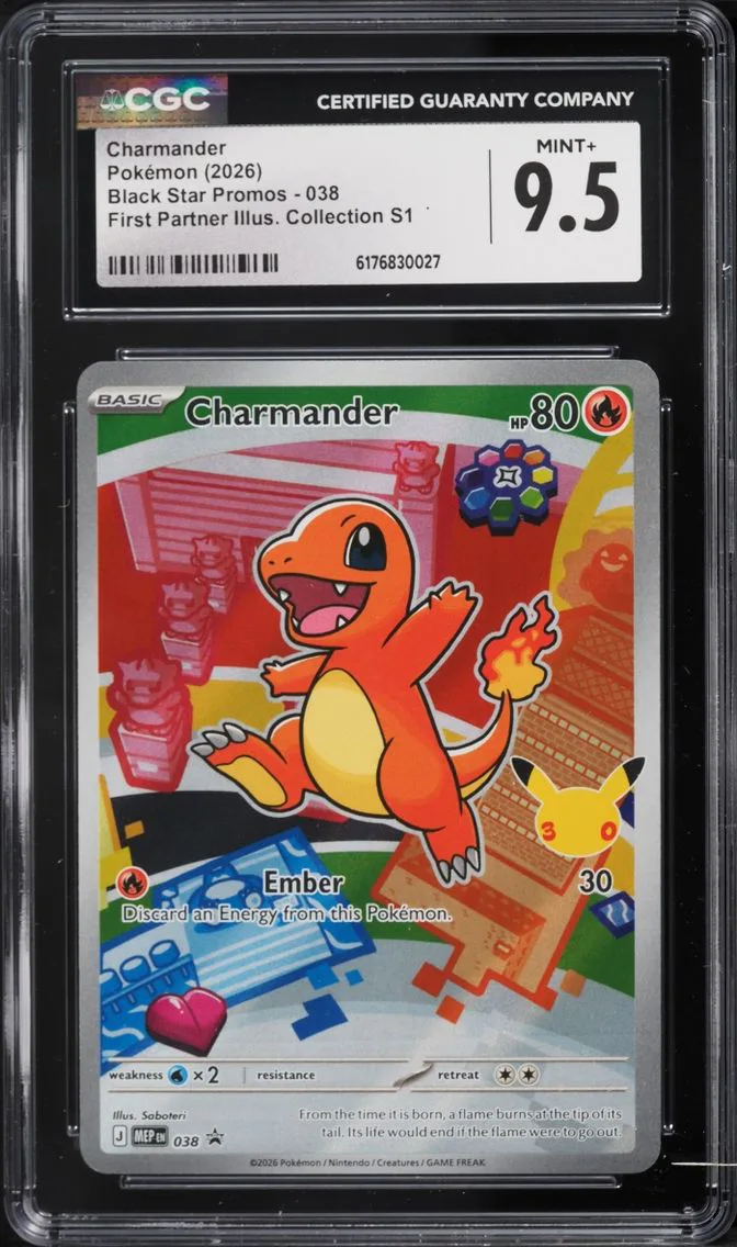2026 Pokemon Mega Evolution Promo First Partner Illustration S1 Full Art Charmander #38 CGC 9.5