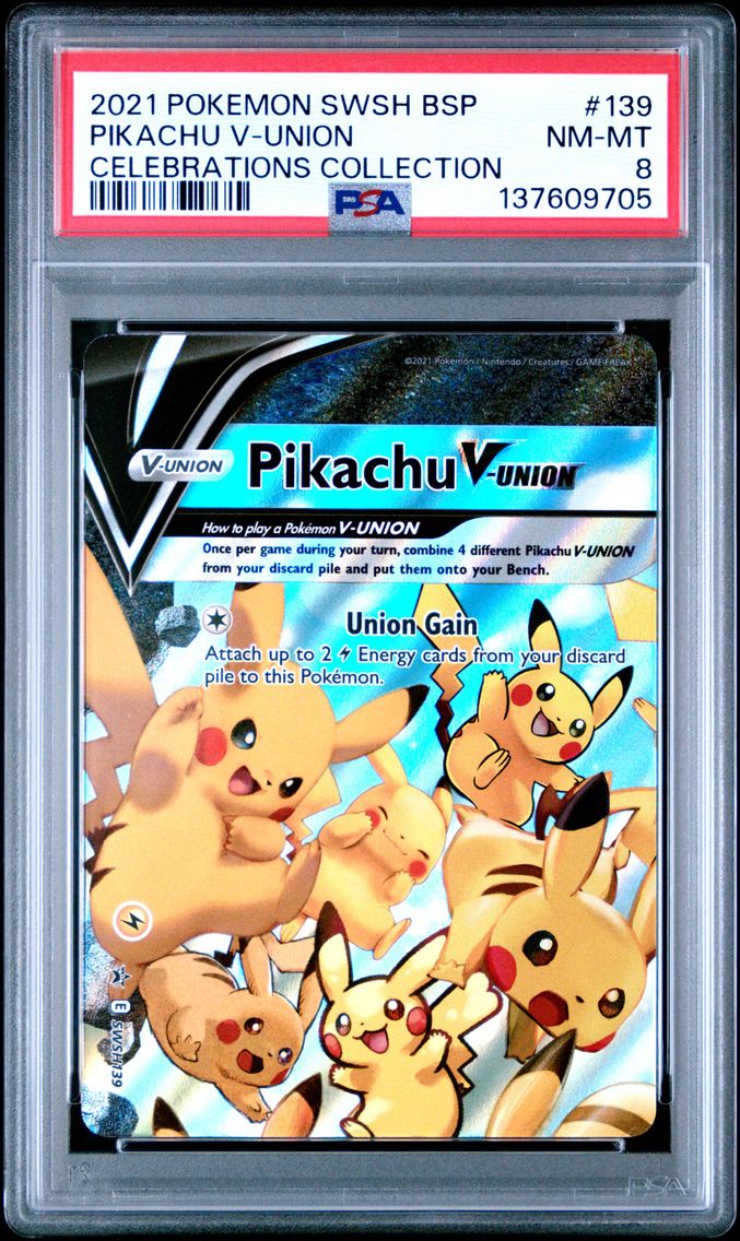 2021 #139 Pikachu V-Union PSA 8 Swsh Black Star Promo