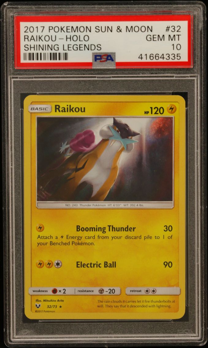 2017 #32 Raikou-Holo PSA 10 Sun & Moon Shining Legends