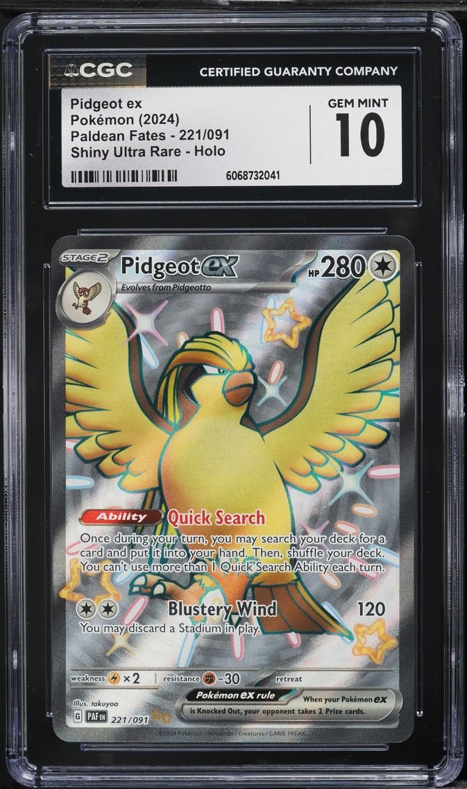 2024 #221 Pidgeot EX CGC 10 Paf EN-Paldean Fates Pokemon