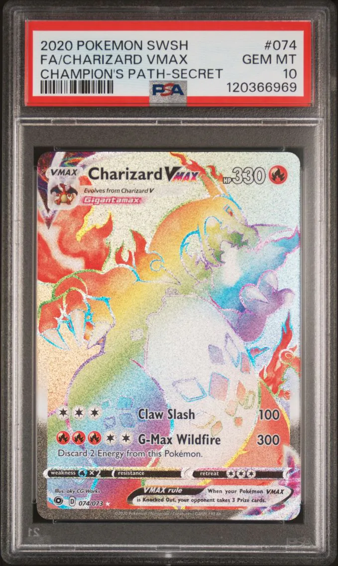 2020 #074 Full Art/Charizard Vmax PSA 10 Sword & Shield Champion's Path Pokemon
