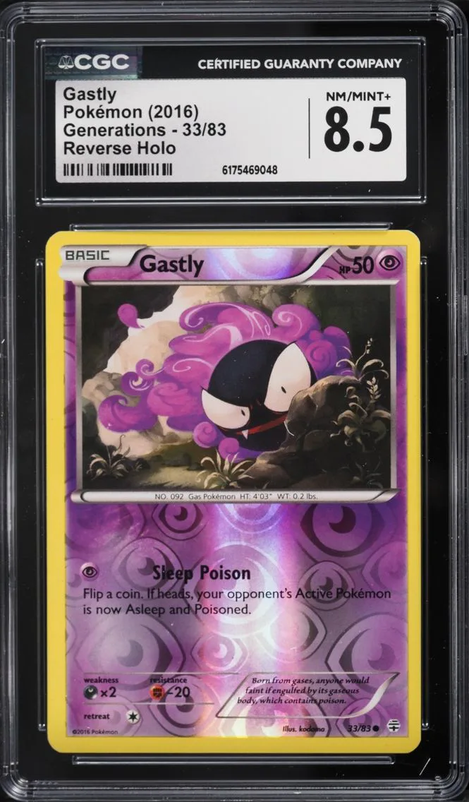 2016 Pokemon XY Generations Reverse Holo Gastly #33 CGC 8.5 NM-MT+