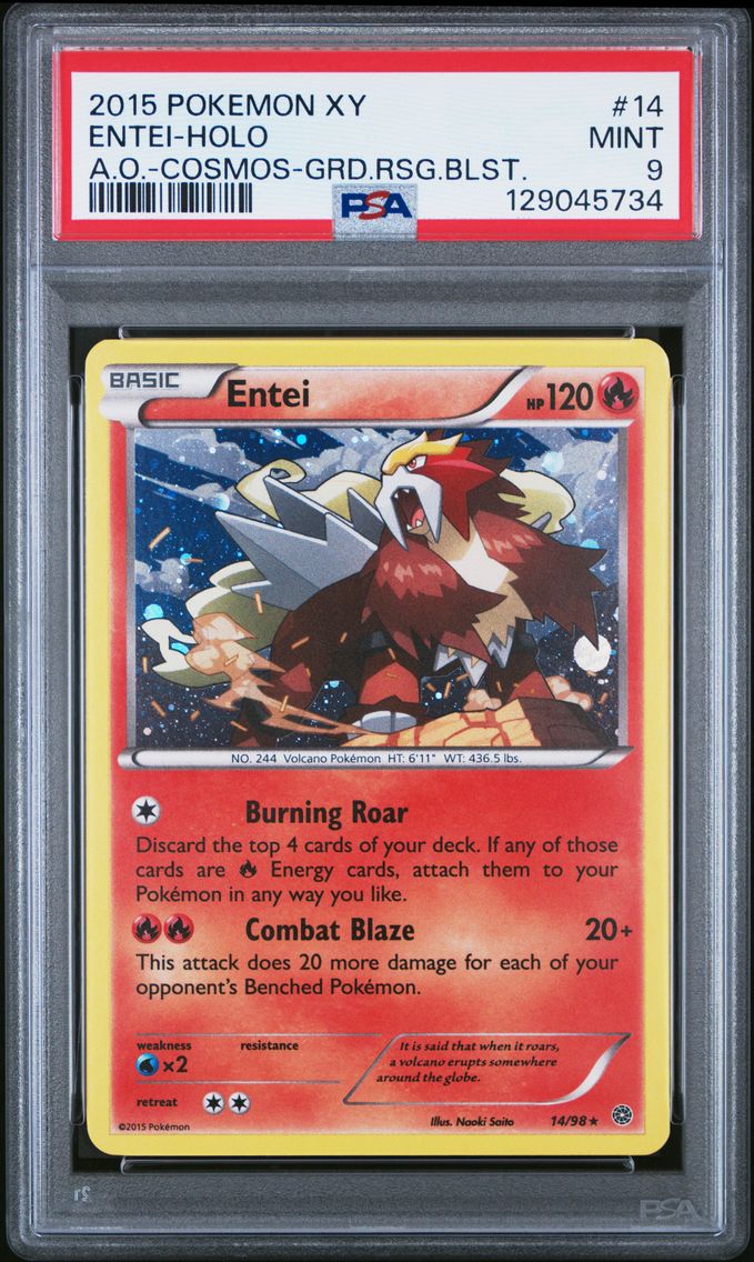 2015 #14 Entei-Holo PSA 9 XY Ancient Origins Pokemon