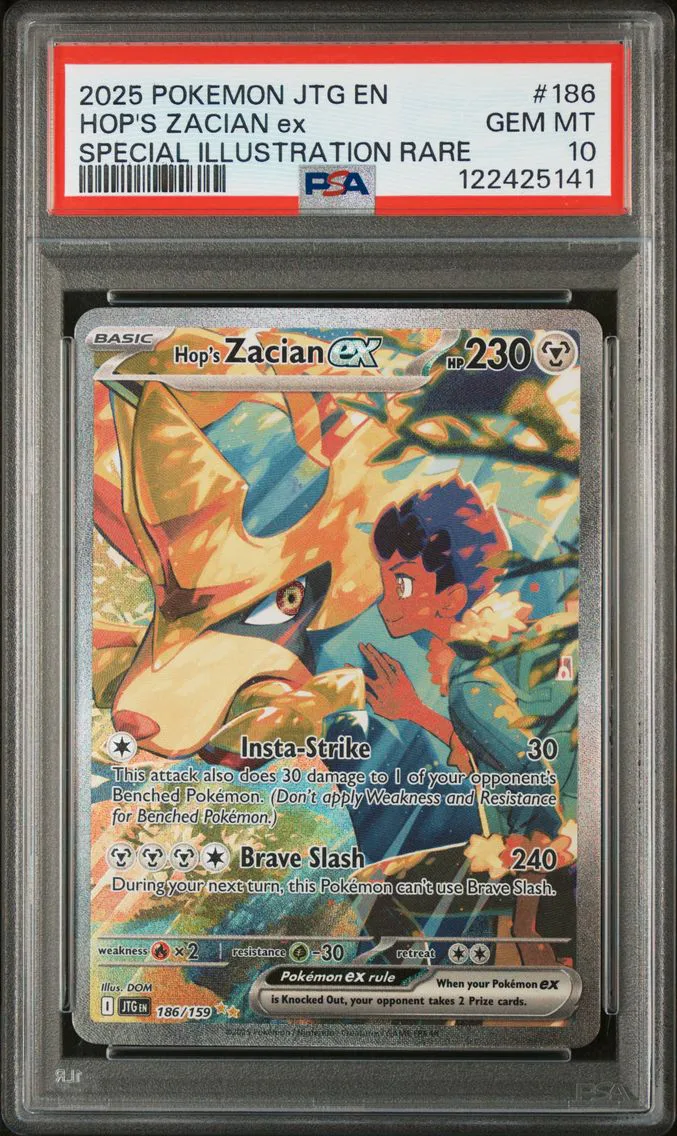 2025 #186 Hop's Zacian EX PSA 10 Jtg EN-Journey Together