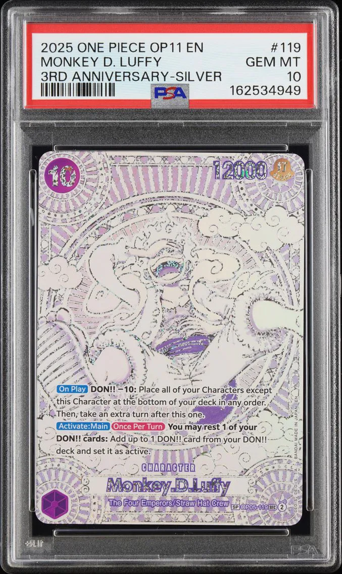 2025 #119 Monkey D. Luffy PSA 10 One Piece OP11-A Fist of Divine Speed