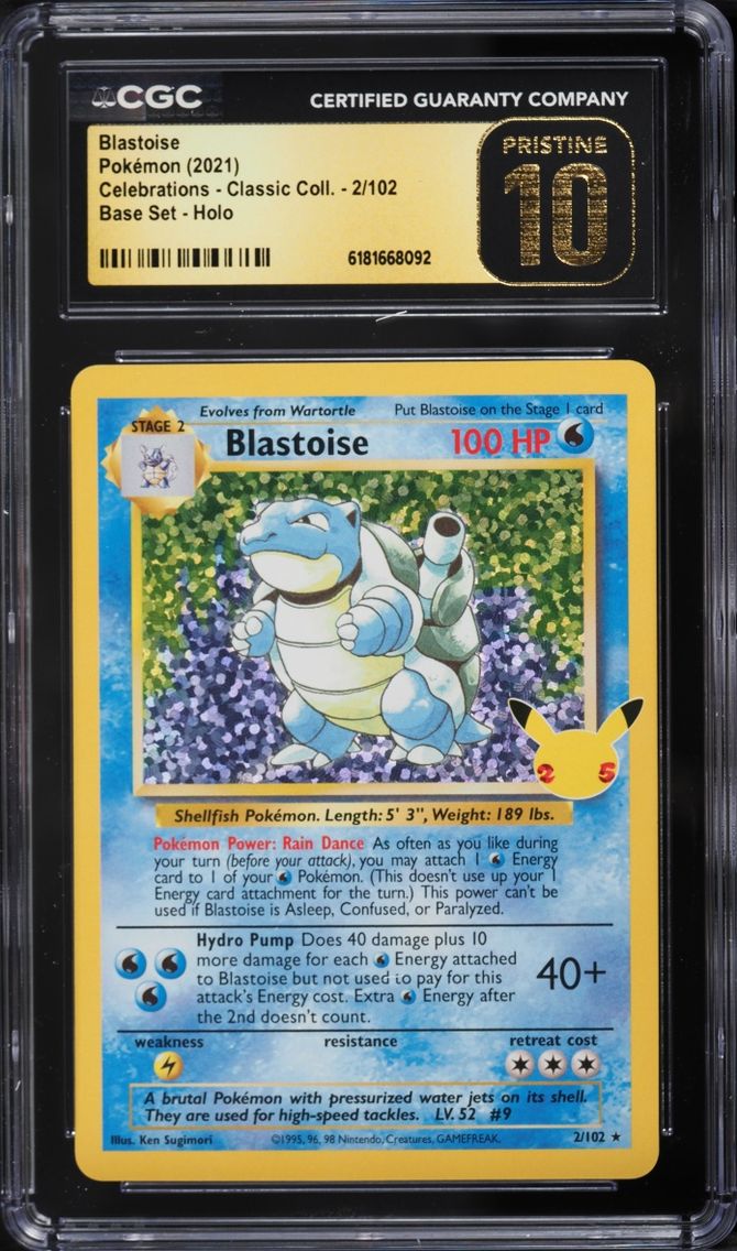 2021 Pokemon Sword & Shield Celebrations Classic Collection Holo Blastoise #2 CGC 10 PRISTINE