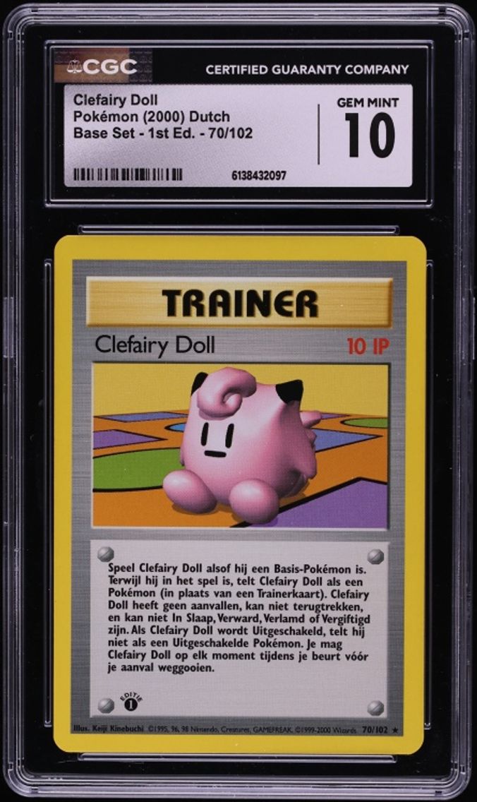 2000 Pokemon Dutch Base Set 1st Edition Clefairy Doll #70 CGC 10 GEM MINT