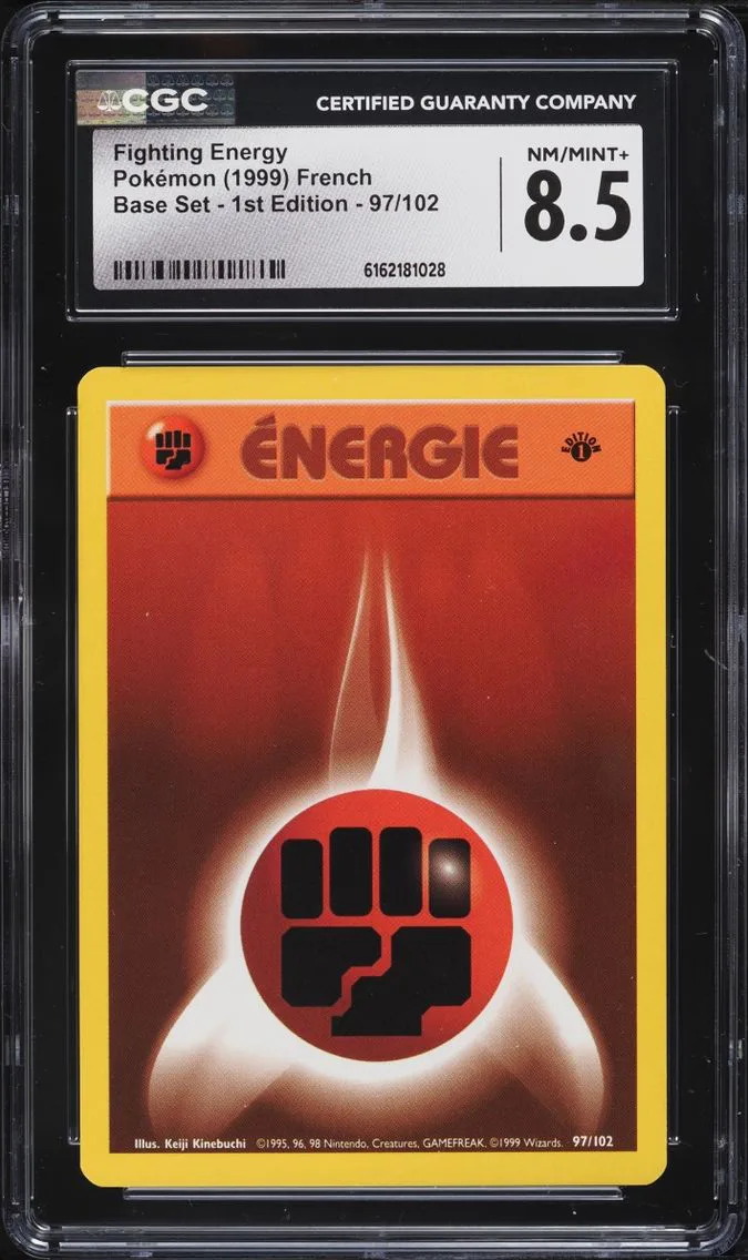 1999 Pokemon French Base Set 1st Edition Fighting Energy #97 CGC 8.5 NM-MT+