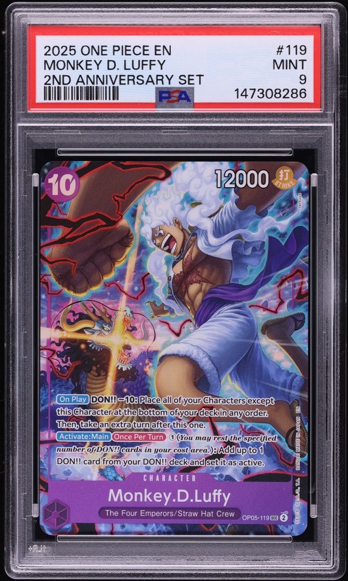 2025 #OP05-119 One Piece 2nd Anniversary Set SEC Alt Art Monkey D. Luffy MINT PSA 9