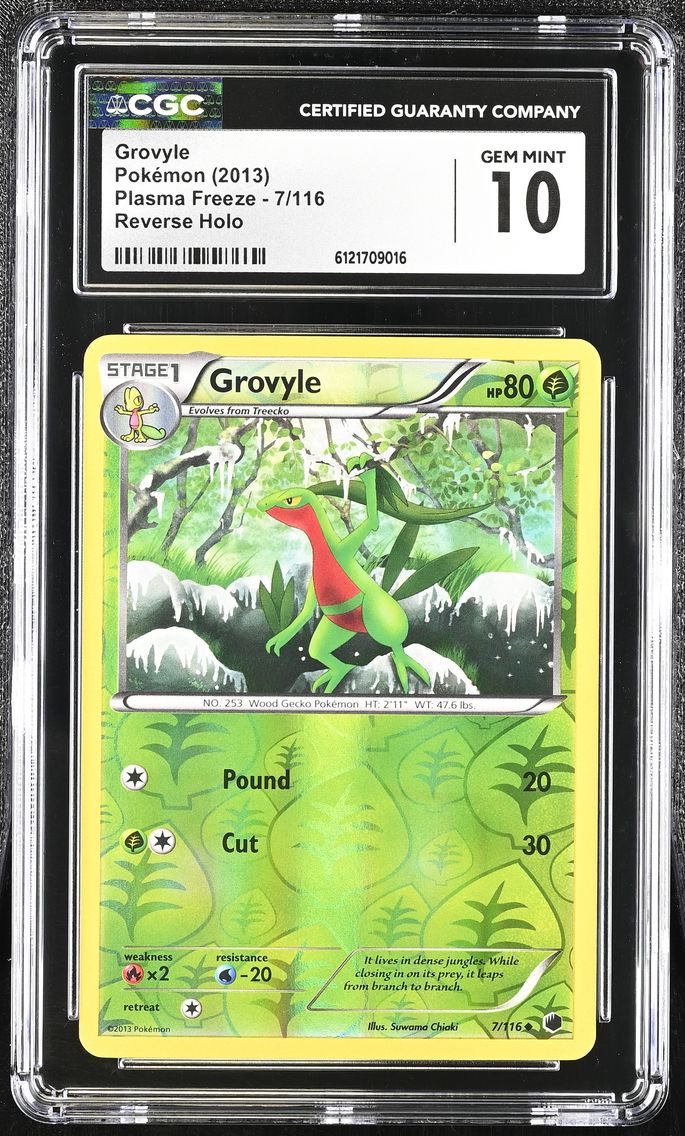 2013 #7 Grovyle Reverse Holo CGC 10 Plasma Freeze - English
