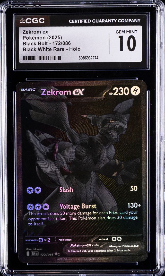 2025 #172 Zekrom EX CGC 10 Blk EN-Black Bolt Pokemon