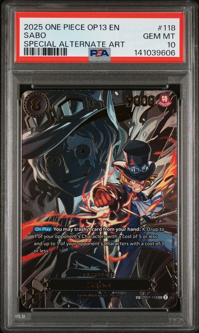 2025 #118 Sabo PSA 10 One Piece OP13-Carrying on His Will