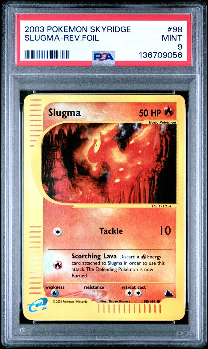 2003 #98 Slugma-Reverse Foil PSA 9 Skyridge