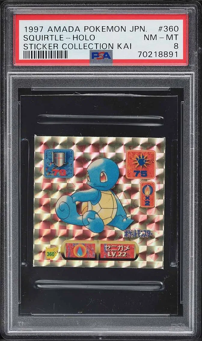 1997 Pokemon Japanese Amada Sticker Collection Kai Holo Squirtle #360 PSA 8 NM-MT