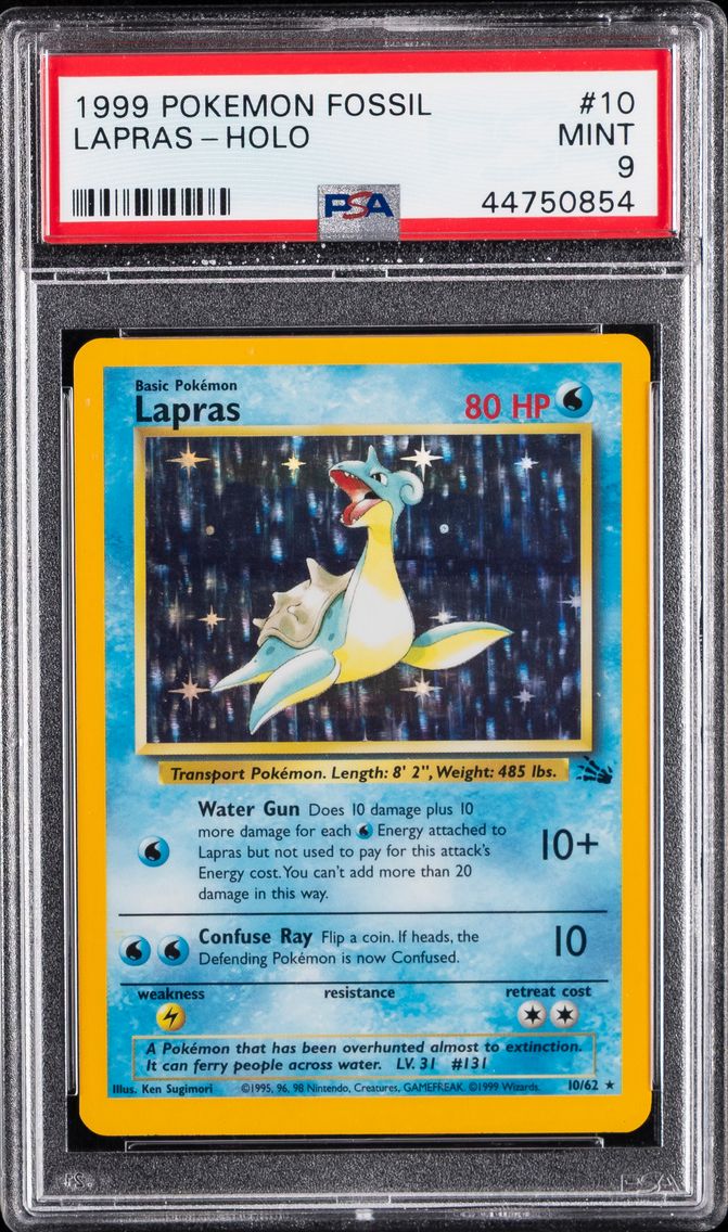 1999 #10 Lapras-Holo PSA 9 Fossil Pokemon