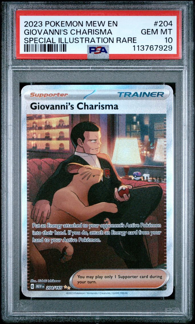2023 #204 Giovanni's Charisma PSA 10 Mew EN-151 Pokemon