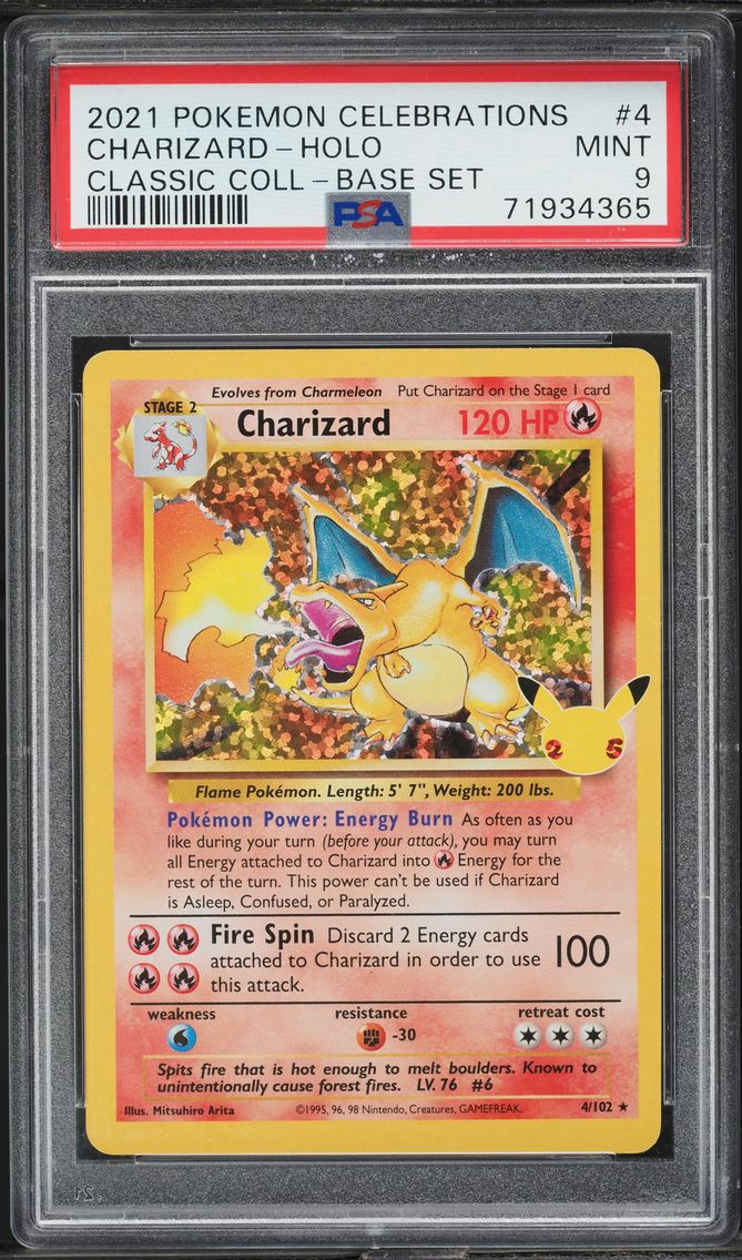 2021 #4 SWORD & SHIELD CELEBRATIONS BASE SET HOLO CHARIZARD PSA 9  POKEMON