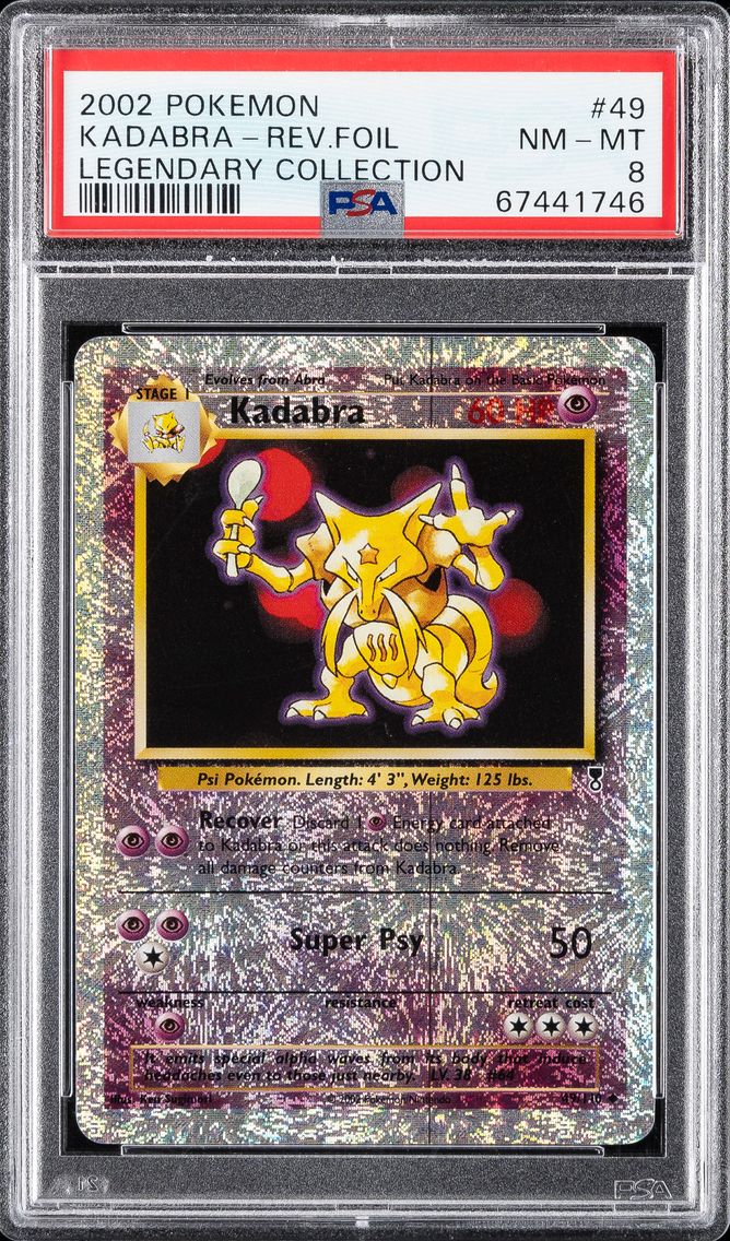 2002 #49 KADABRA-REVERSE FOIL PSA 8 POKEMON LEGENDARY COLLECTION