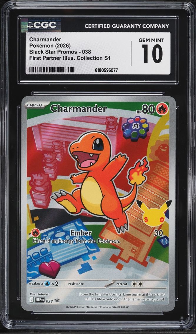 2026 Pokemon Mega Promo First Partner Illustration S1 Full Art Charmander #38 CGC 10 GEM MINT